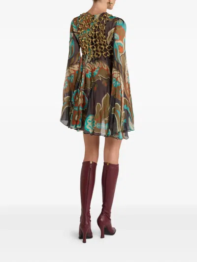 Etro Paisley Chain Crop Top In Brown