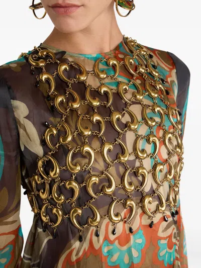 Etro Paisley Chain Crop Top In Brown