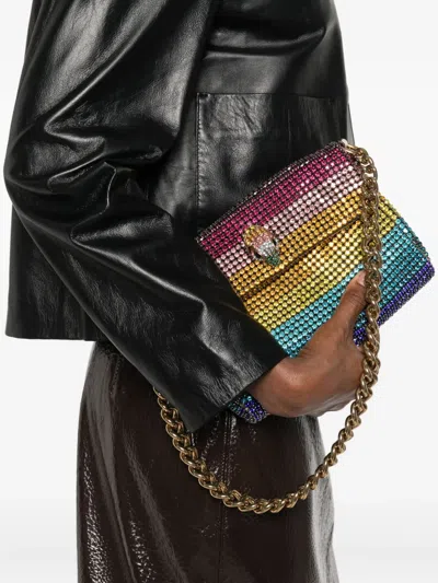 Kurt Geiger Rhinestone-embellished Chain Shoulder Bag In Pink
