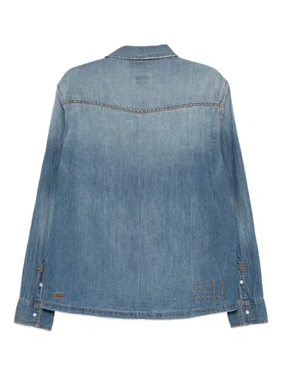 Ksubi Studded Denim Shirt In Blue
