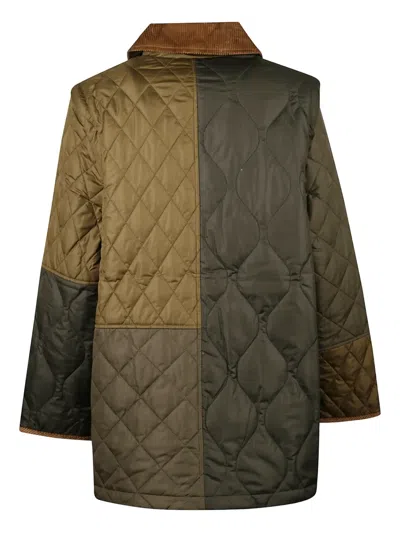 Barbour Quilted Jacket With Contrast Collar And Pockets In Multi