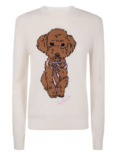 Mc2 Saint Barth Dog-motif Bow Sweater In Neutral