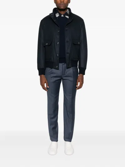 Barba Napoli Cashmere Bomber Jacket In Blue