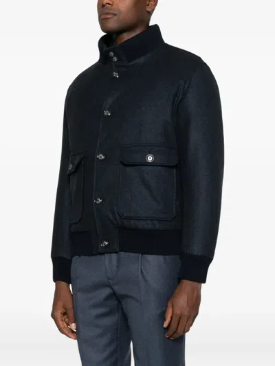 Barba Napoli Cashmere Bomber Jacket In Blue
