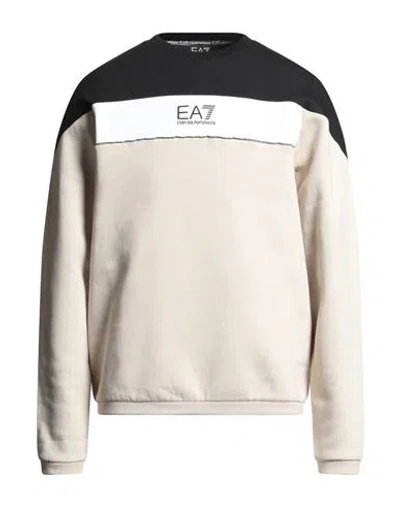 Ea7 Man Sweatshirt Beige Size Xl Cotton, Polyester, Elastane In Multi