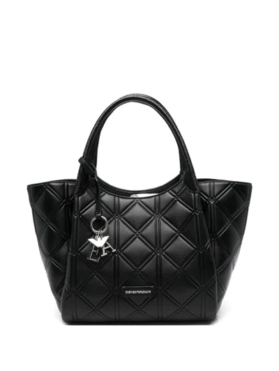 Emporio Armani Leather Shopping Bag In Black