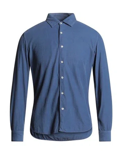 Altea Man Shirt Blue Size M Cotton In Blue