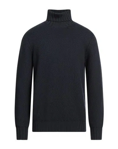 Filippo De Laurentiis Man Turtleneck Midnight Blue Size 46 Merino Wool In Black