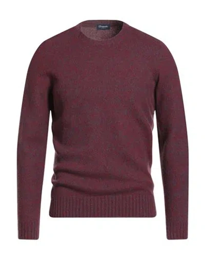 Drumohr Man Sweater Plum Size 46 Lambswool In Purple