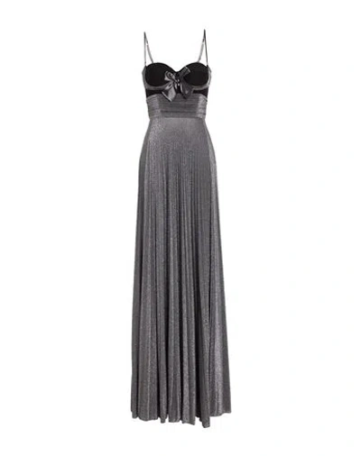 Elisabetta Franchi Red Carpet Woman Maxi Dress Charcoal Size 8 Viscose, Polyester, Polyamide, Elasta In Gray