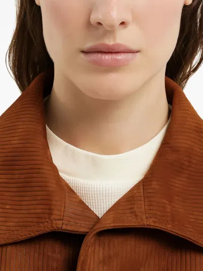 1989 Studio Collar Corduroy Leather Mackintosh Coat In Brown