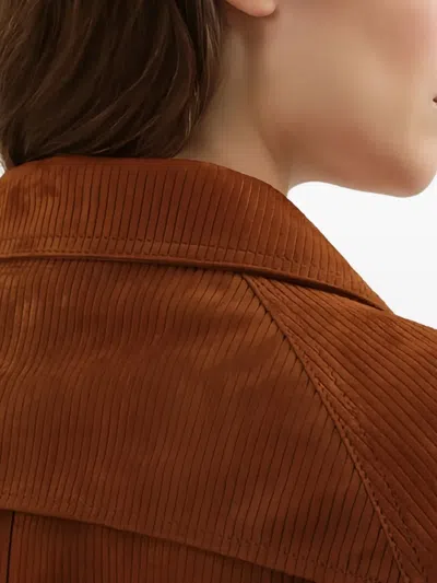 1989 Studio Collar Corduroy Leather Mackintosh Coat In Brown