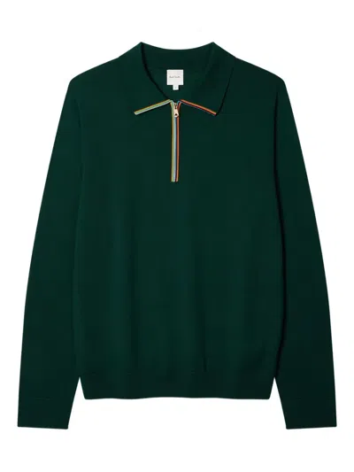 Paul Smith Zip-up Polo Shirt In Green