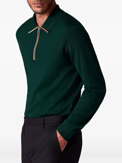 Paul Smith Zip-up Polo Shirt In Green