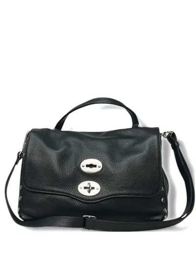 Zanellato Leather Shoulder Bag Adjustable Strap In Black