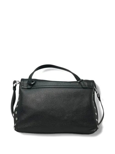 Zanellato Leather Shoulder Bag Adjustable Strap In Black