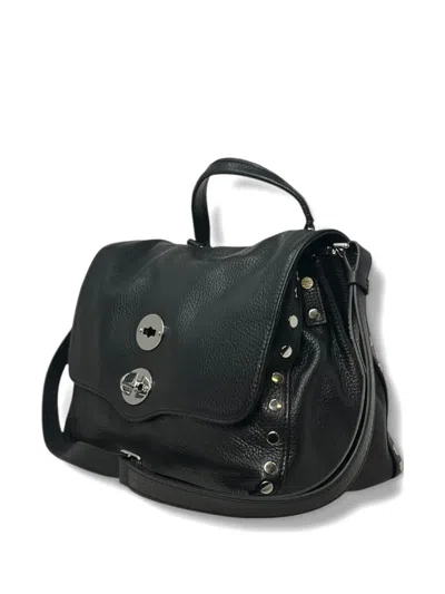Zanellato Leather Shoulder Bag Adjustable Strap In Black