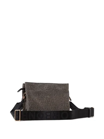 Borbonese Patterned Shoulder Bag In Black
