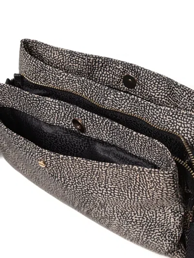 Borbonese Patterned Shoulder Bag In Black