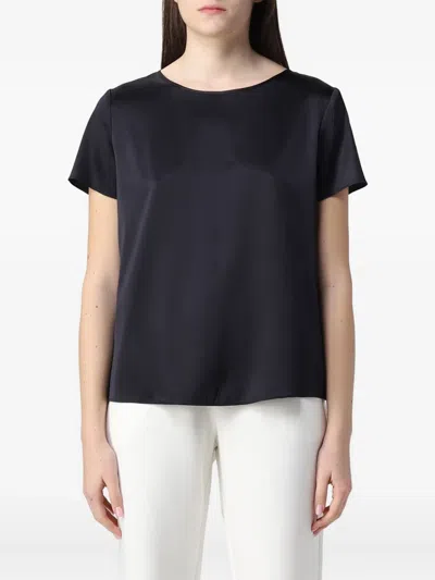 Giorgio Armani Satin Top In Black