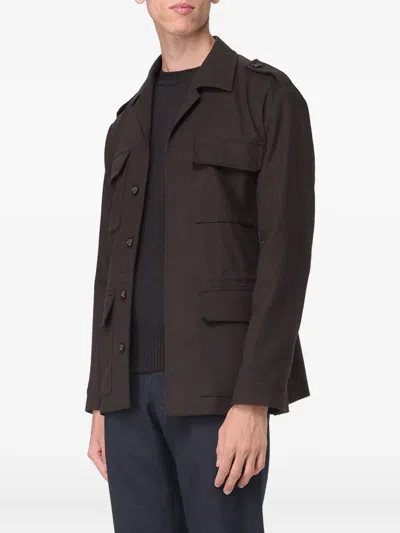 Paolo Pecora Flap-pocket Jacket In Brown