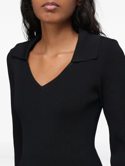 V领伞形中长连衣裙