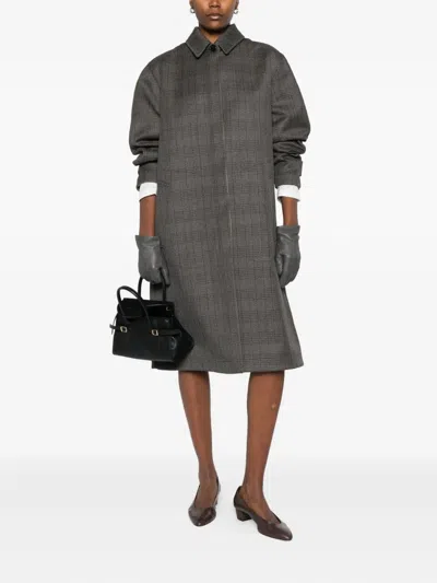 The Row Wool-silk Check Coat In Gray