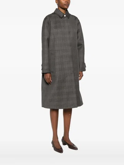 The Row Wool-silk Check Coat In Gray