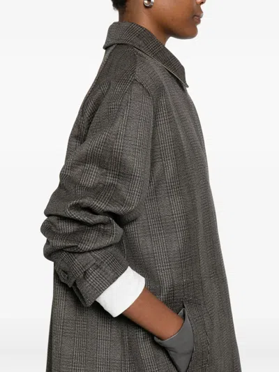 The Row Wool-silk Check Coat In Gray