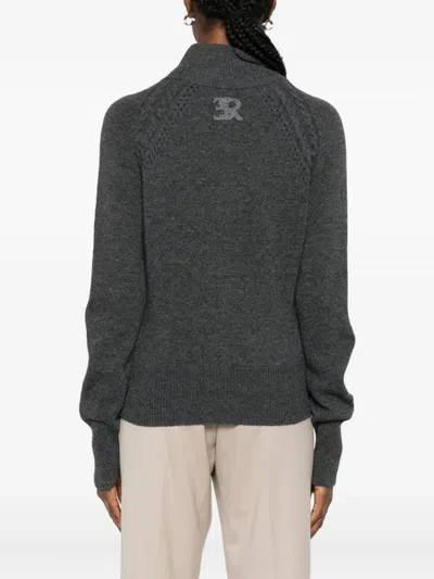 Ermanno Scervino Cable-knit Zip Cardigan In Gray