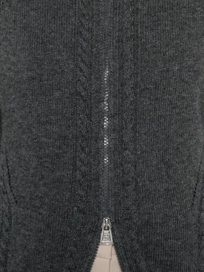 Ermanno Scervino Cable-knit Zip Cardigan In Gray
