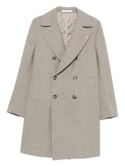 Tagliatore Double-breasted Wool Coat In Gray