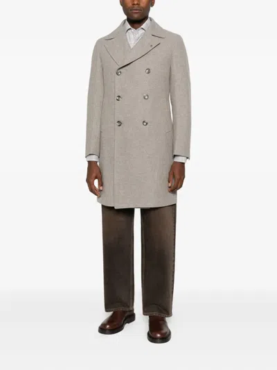 Tagliatore Double-breasted Wool Coat In Gray