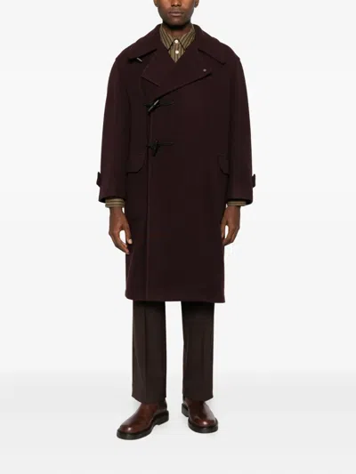 Tagliatore Toggle-fastening Patch-pocket Coat In Burgundy