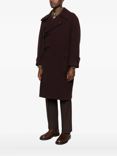 Tagliatore Toggle-fastening Patch-pocket Coat In Burgundy