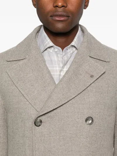 Tagliatore Double-breasted Wool Coat In Gray