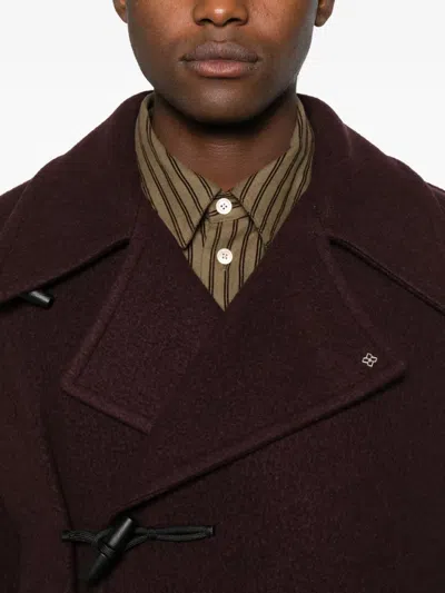 Tagliatore Toggle-fastening Patch-pocket Coat In Burgundy