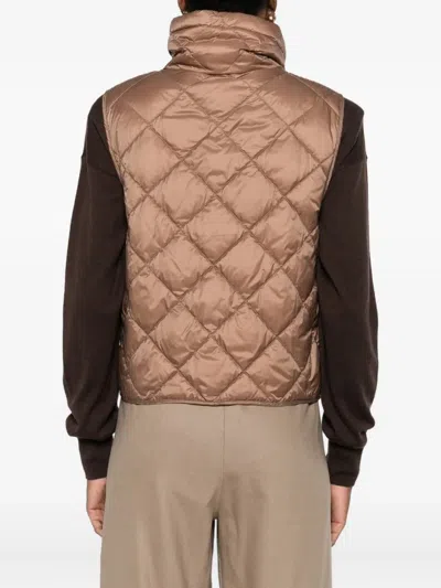 Max Mara Water-repellent Canvas Padded Gilet In Brown