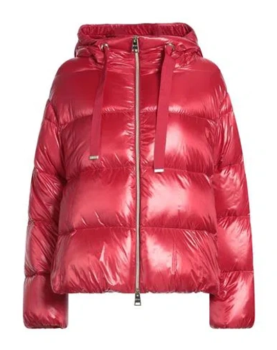 Herno Quilted Red Puffer Jacket With Hood In Red