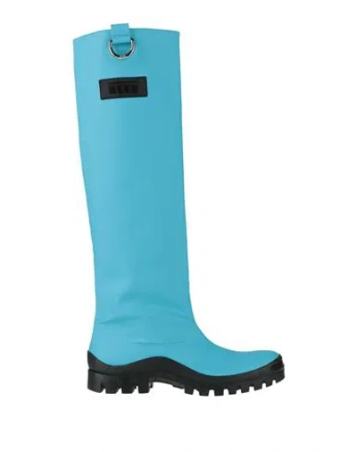 Msgm Woman Boot Azure Size 10 Textile Fibers In Blue
