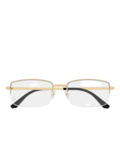 Cartier Brille Mit Eckigem Gestell In Gold