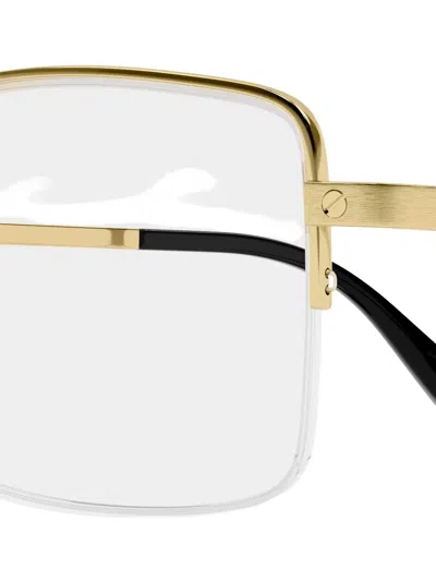 Cartier Brille Mit Eckigem Gestell In Gold
