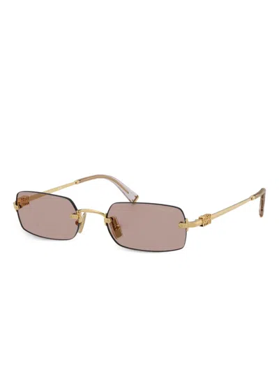 Miu Miu Sonnenbrille Mit Eckigem Gestell In Pink