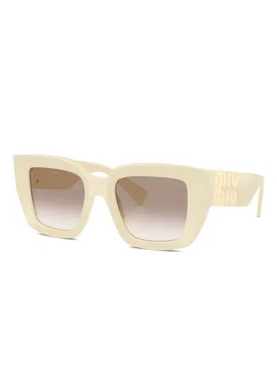 Miu Miu Sonnenbrille Mit Eckigem Gestell In White