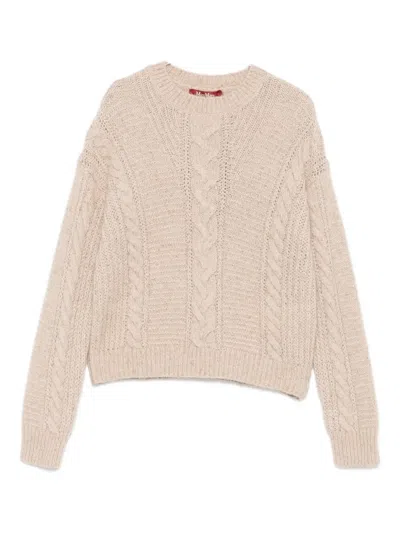 Max Mara Cropped Boxy Sweater In Alpaca In Brown