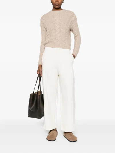 Max Mara Cropped Boxy Sweater In Alpaca In Brown