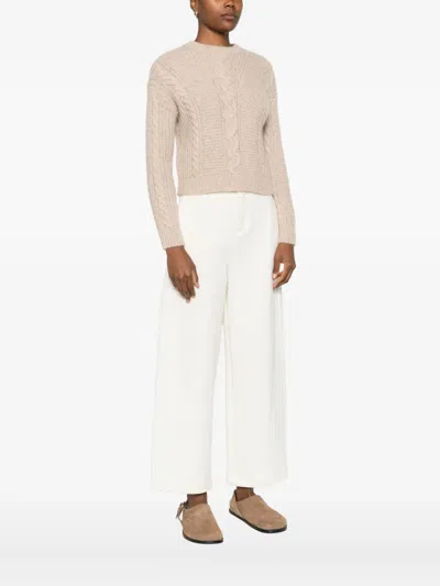 Max Mara Cropped Boxy Sweater In Alpaca In Brown
