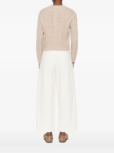 Max Mara Cropped Boxy Sweater In Alpaca In Brown