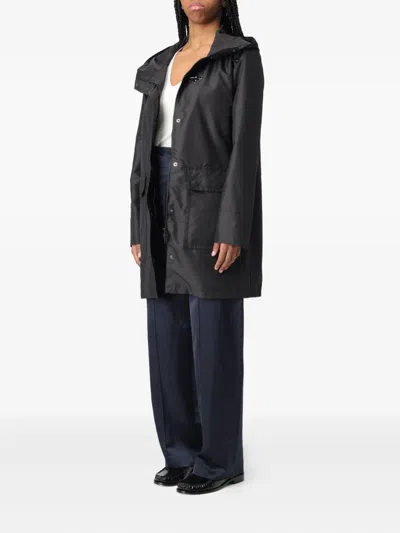 钩扣连帽派克大衣