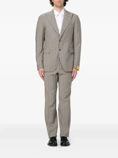 Tagliatore Peak-lapel Single-breasted Suit In Gray